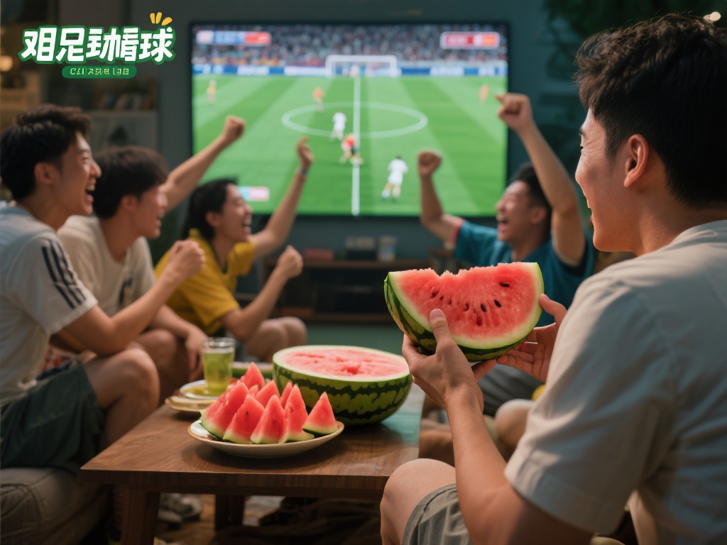 西瓜看球（夏日西瓜清凉配，好朋友一起看球赛）
